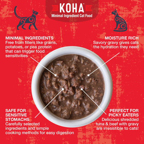 Koha Poke Bowl Wet Cat Food - Tuna & Beef - 3oz Pouch