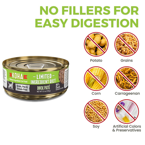 Koha Limited Ingredient Diet Pate Wet Cat Food - Duck - 5.5oz Can