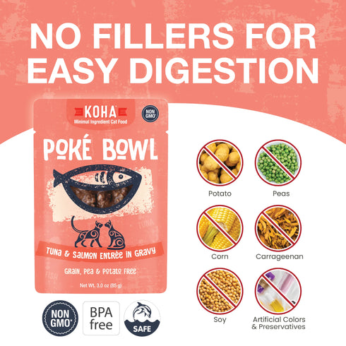 Koha Poke Bowl Wet Cat Food - Tuna & Salmon - 3oz Pouch