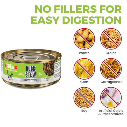 Koha Minimal Ingredient Stew Wet Cat Food - Duck Stew - 5.5oz Can