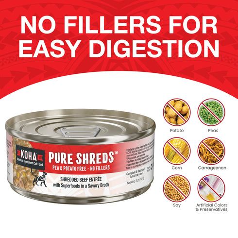 Koha Grain Free Pure Shreds Wet Cat Food - Shredded Beef - 5.5oz Can