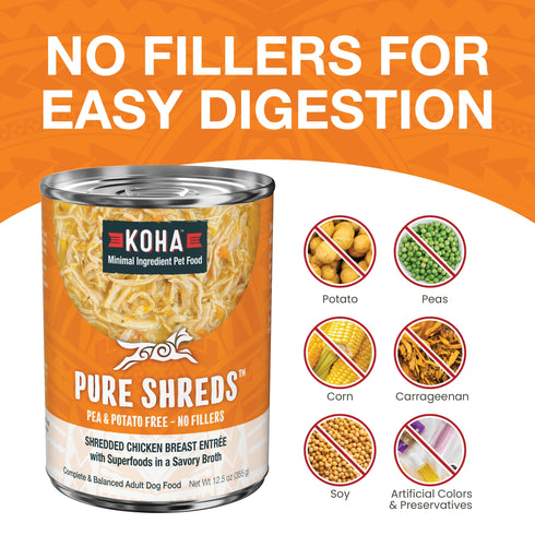 Koha Pure Shreds Wet Dog Food - Shredded Chicken - 12.5oz Can