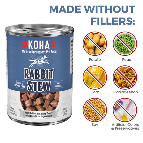 Koha Minimal Ingredient Stews Wet Dog Food - Rabbit - 12.7oz Can