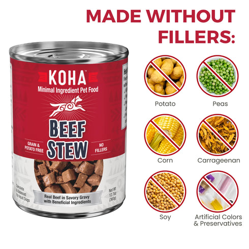 Koha Minimal Ingredient Stews Wet Dog Food - Beef - 12.7oz Can