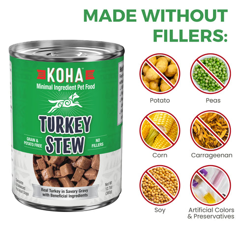 Koha Minimal Ingredient Stews Wet Dog Food - Turkey - 12.7oz Can
