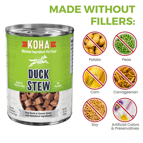 Koha Minimal Ingredient Stews Wet Dog Food - Duck - 12.7oz Can