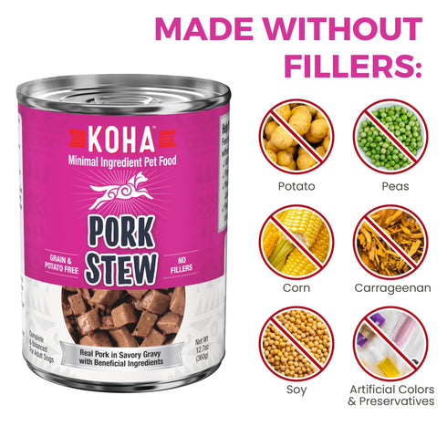 Koha Minimal Ingredient Stews Wet Dog Food - Pork - 12.7oz Can