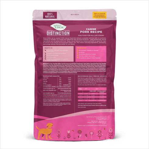 Nature's Logic Distinction Dry Dog Food - Pork - 4.4lb Bag