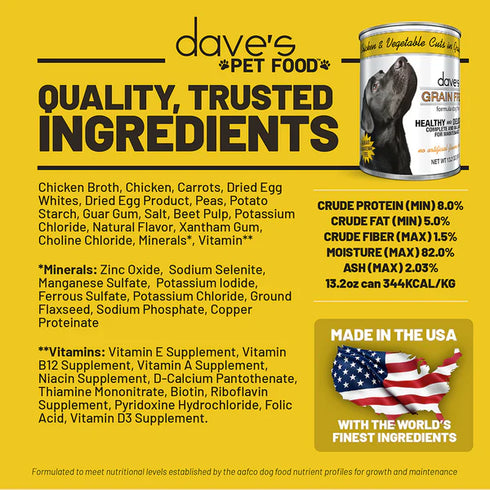 Dave's Pet Food Grain Free Stewlicious Wet Dog Food - Chicken & Vegetable - 13.2oz Can