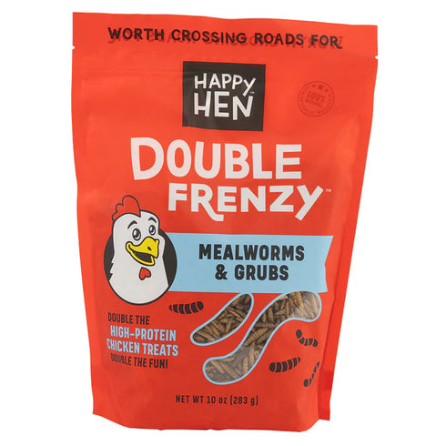 Happy Hen Double Frenzy Chicken Treats - Mealworms & Grubs - 30oz Bag