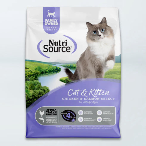 NutriSource Select Grain Free Cat & Kitten Dry Food - Chicken & Salmon - 12lb Bag