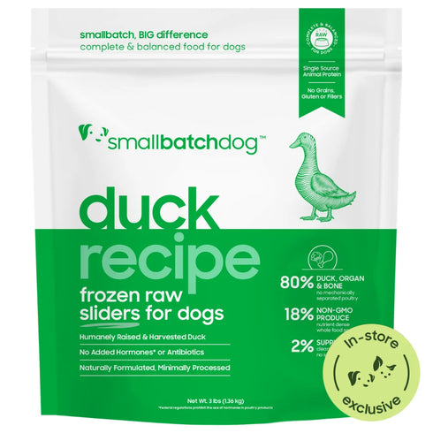 smallbatch Frozen Sliders Raw Dog Food - Duck - 3lb Bag