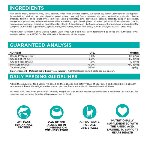 NutriSource Element Series Grain Free Wet Cat Food - Classic Catch - 5.5oz Can