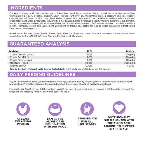 NutriSource Element Series Grain Free Wet Cat Food - Pacific Shores - 5.5oz Can