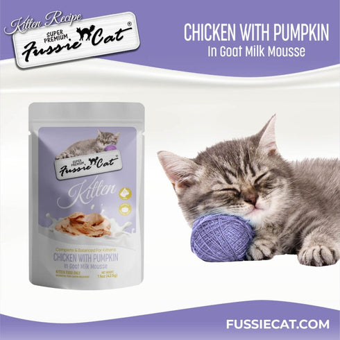Fussie Cat Kitten Super Premium Goat Milk Mousse Wet Cat Food - Chicken & Pumpkin - 1.5oz Pouch