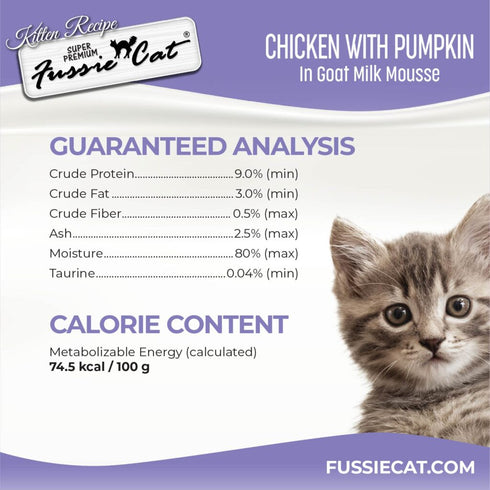 Fussie Cat Kitten Super Premium Goat Milk Mousse Wet Cat Food - Chicken & Pumpkin - 1.5oz Pouch