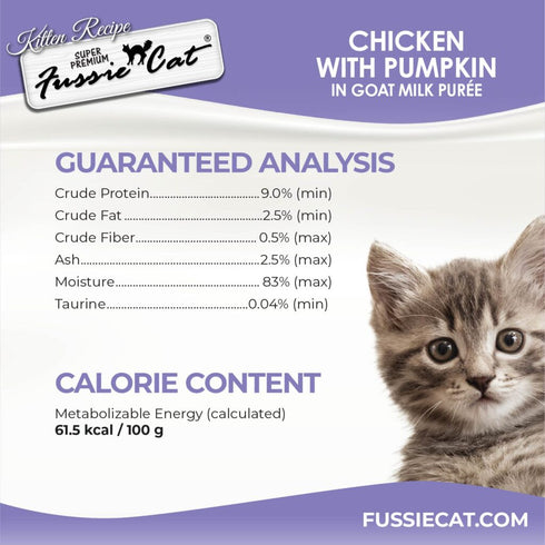 Fussie Cat Kitten Super Premium Goat Milk Puree Lickable Cat Treat - Chicken & Pumpkin - 4 Pack