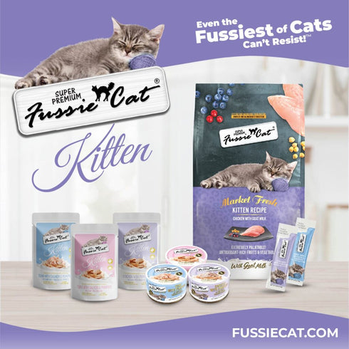 Fussie Cat Kitten Super Premium Goat Milk Puree Lickable Cat Treat - Chicken & Pumpkin - 4 Pack