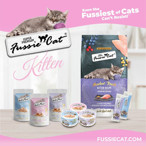 Fussie Cat Kitten Super Premium Goat Milk Mousse Wet Cat Food - Tuna, Salmon, Pumpkin - 1.5oz Pouch