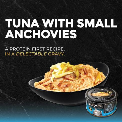 Fussie Cat Black Label Wet Cat Food - Tuna & Small Anchovies in Gravy - 2.82oz Can