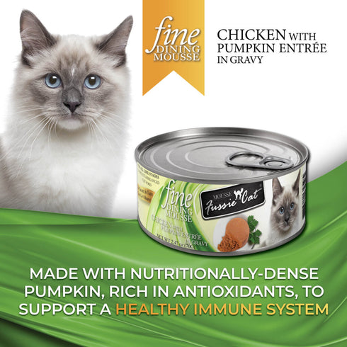 Fussie Cat Fine Dining Mousse Wet Cat Food - Chicken With Pumpkin In Gravy - 2.47oz Can