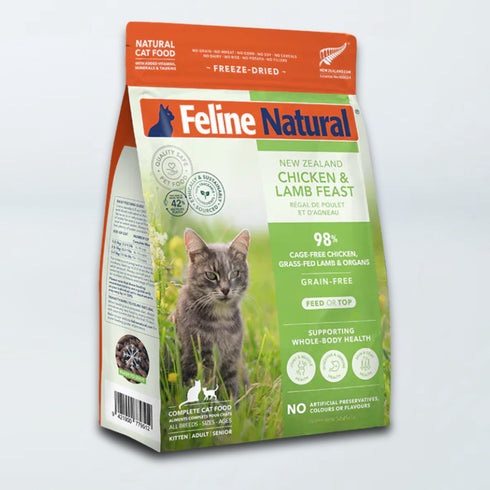 Feline Natural Freeze Dried Cat Food - Chicken & Lamb Feast - 11oz Bag