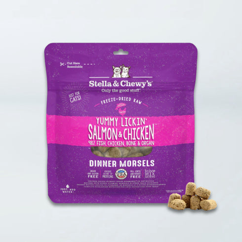 Stella & Chewy's Dinner Morsels Freeze Dried Raw Cat Food - Yummy Lickin' Salmon & Chicken - 3.5oz Bag
