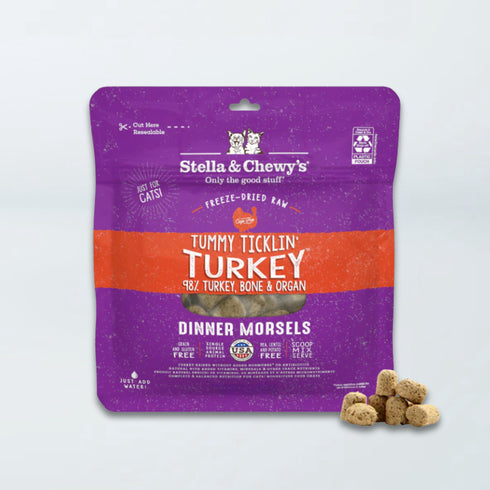 Stella & Chewy's Dinner Morsels Freeze Dried Raw Cat Food - Tummy Ticklin Turkey - 3.5oz Bag
