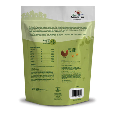 Manna Pro Farmhouse Favorites Oat & Mealworm Mix Treats For Chickens - 1.9lb Bag