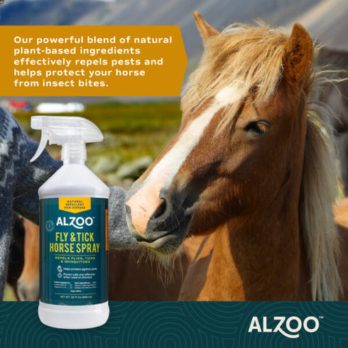 Alzoo Plant Based Flea & Tick Horse Spray - 32oz Spray Bottle