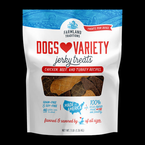 Farmland Traditions Dogs Love Jerky Dog Treats - Variety Pack - 32oz Bag