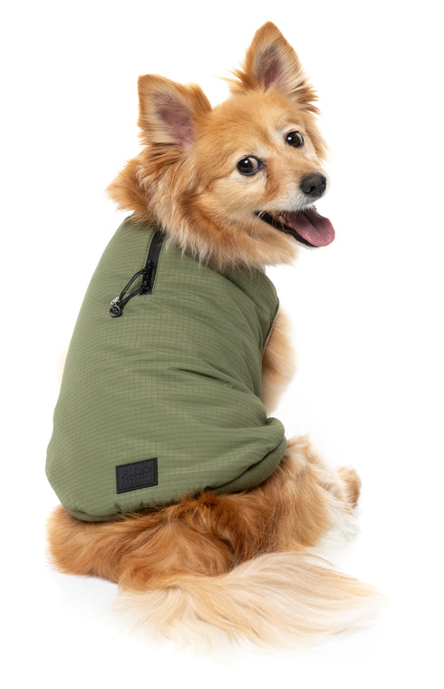 FuzzYard Bomber Dog Jacket - Size 4 - Khaki Green