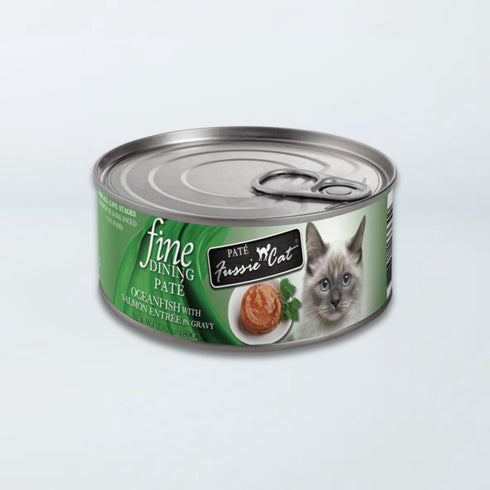 Fussie Cat Fine Dining Paté Wet Cat Food - Ocean Fish With Salmon In Gravy 2.82oz Can
