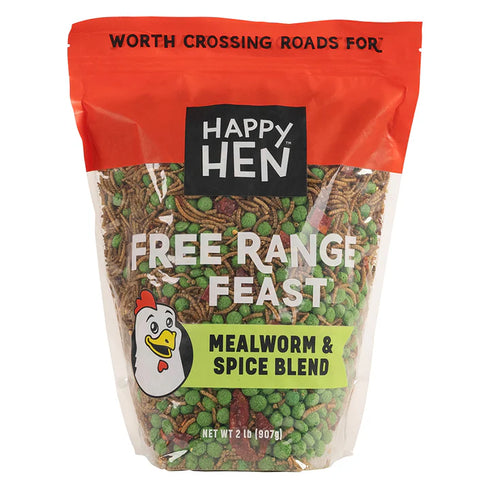 Happy Hen Free Range Feast Chicken Treats - Mealworm & Spice - 2lb Bag