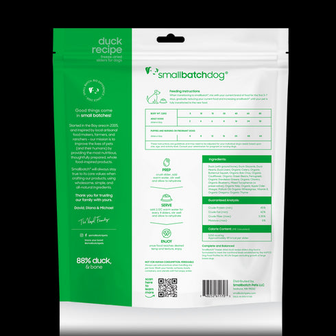 smallbatch Freeze Dried Dog Food Sliders - Duck - 25oz Bag