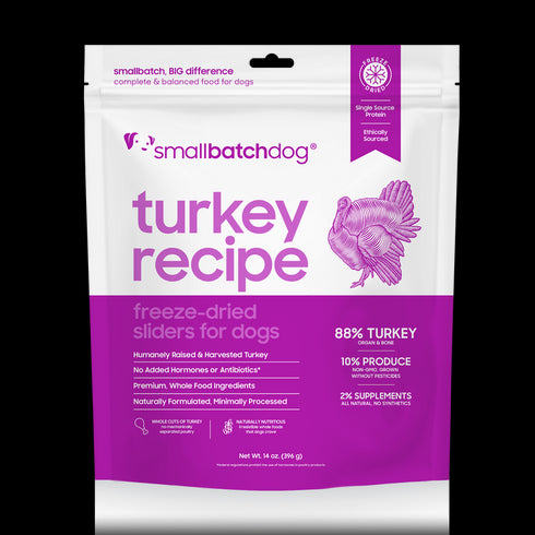 smallbatch Freeze Dried Dog Food Sliders - Turkey - 14oz Bag