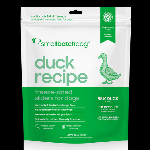 smallbatch Freeze Dried Dog Food Sliders - Duck - 25oz Bag