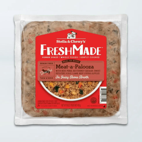 Stella & Chewy's Freshmade Gently Cooked Frozen Dog Food - Meat-A-Palooza Beef & Pork - 16oz Block