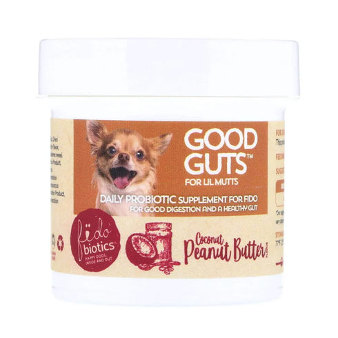 Fidobiotics Good Guts Probiotics For Small Dogs - Coconut Peanut Butter - 1.4oz Bottle of Powder