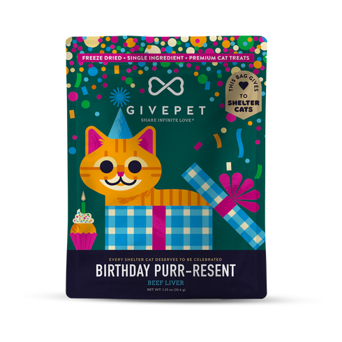 Givepet Freeze Dried Cat Treats - Birthday Purr-resent - 1.25oz Pouch