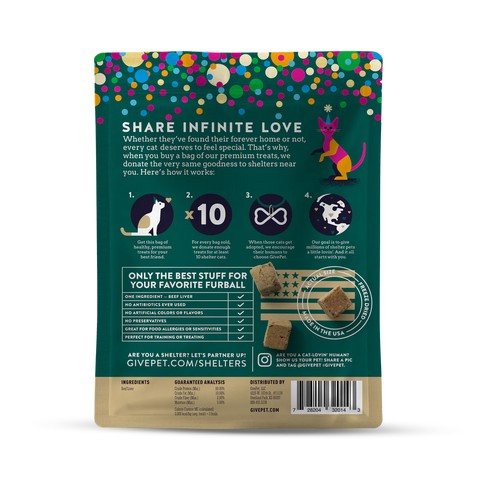 Givepet Freeze Dried Cat Treats - Birthday Purr-resent - 1.25oz Pouch