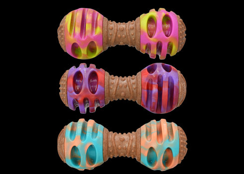 Multipet Giggle Chews Dumbbell Dog Toy - Assorted Colors/Types