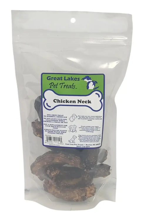 Great Lakes Dog Chew Treats - Chicken Necks - 10 Count Bag