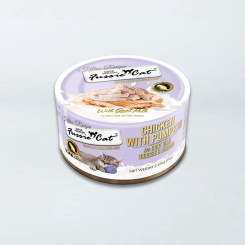 Fussie Cat Kitten Super Premium Goat Milk Mousse & Shreds Wet Cat Food - Chicken & Pumpkin - 2.47oz Can
