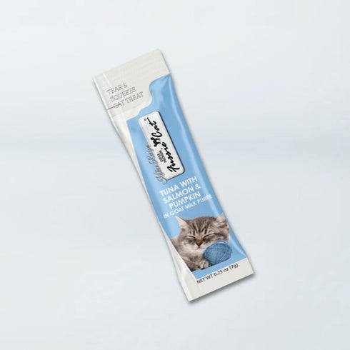 Fussie Cat Kitten Super Premium Goat Milk Puree Lickable Cat Treat - Tuna, Salmon, & Pumpkin - 4 Pack