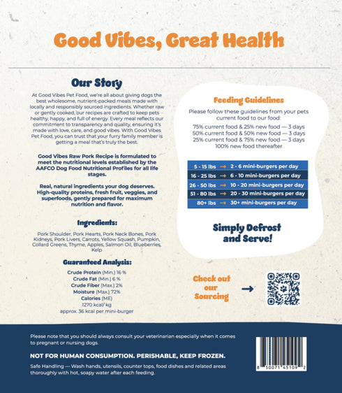 Good Vibes Dog Food Raw Info