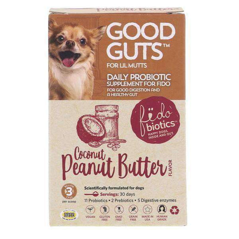 Fidobiotics Good Guts Probiotics For Small Dogs - Coconut Peanut Butter - 1.4oz Bottle of Powder