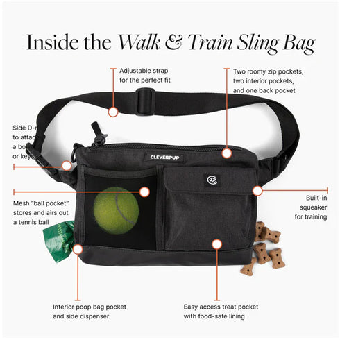 Cleverpup Dog Walk & Train Sling Bag - Graphite