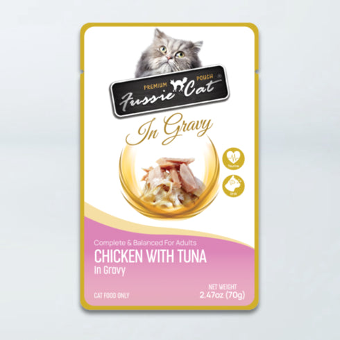 Fussie Cat Premium Pouches Wet Cat Food - Chicken & Tuna In Gravy - 2.47oz Pouch