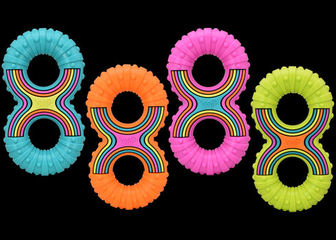 Multipet Grooverz Colorful TPR Dog Toys - Figure 8 - Assorted Colors/Types